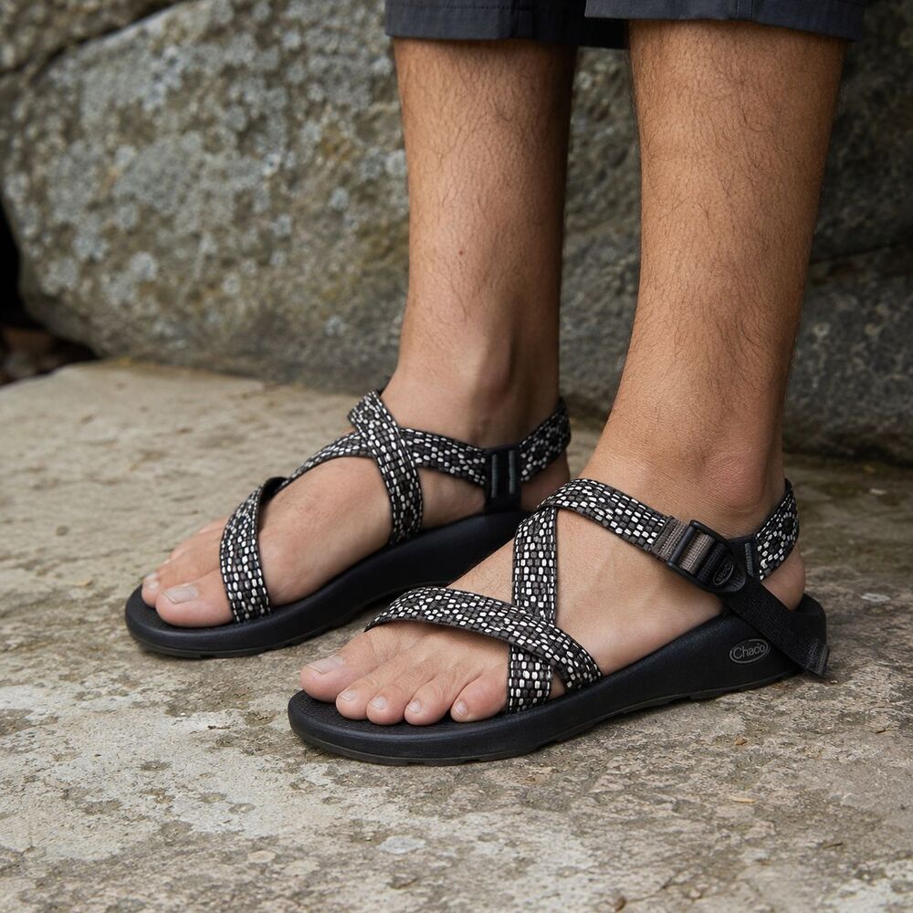 Chaco ZX/1 Sandals Mens 12 Black White Strappy Hiking Water Sport Outdoor